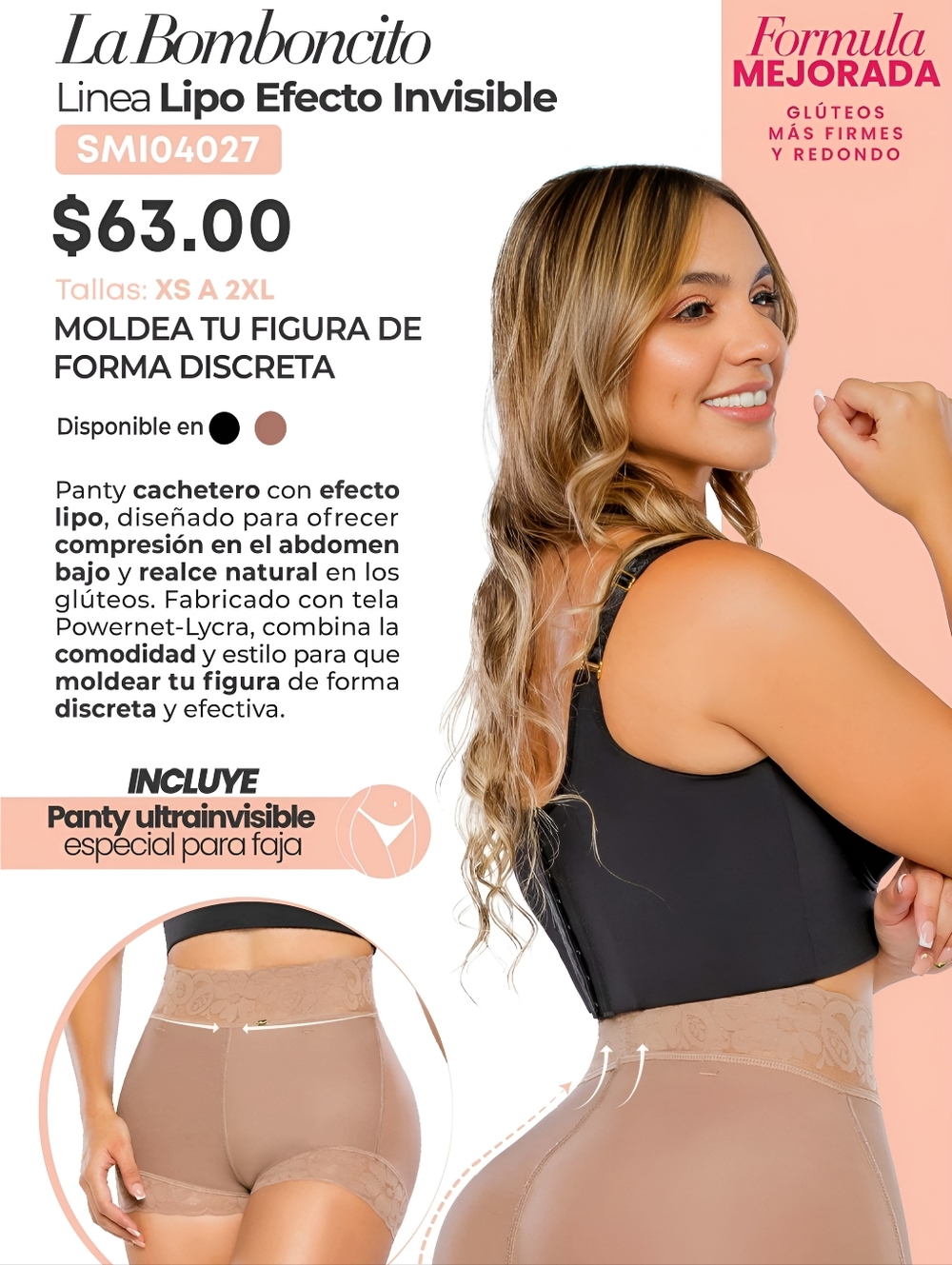 New Colombian Stagmi Fajas Butt-Lift Invisble Lace Short Shaper Faja & Thong Set